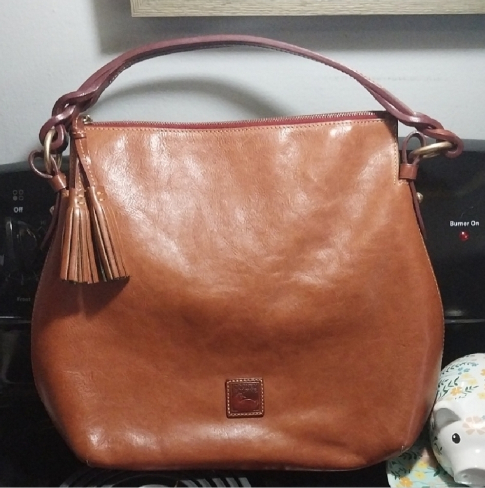 NWOT Dooney & Bourke Brown Hobo Bag with Tassel Accent
